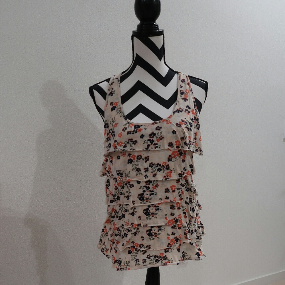 Layered Front Floral Sleeveless Top